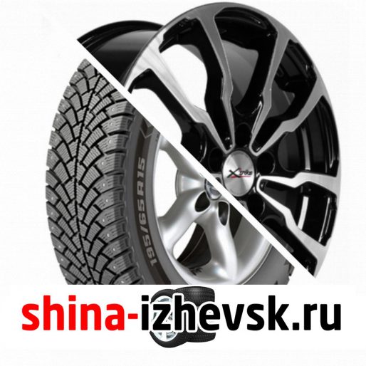 Колесо в сборе BF Goodrich G Force Stud 215/55 R16 Q 97 + X-trike X117 6.5xR16 5×112 ET45 DIA57.1 Черный глянцевый с полированной лицевой поверхностью в Ижевске